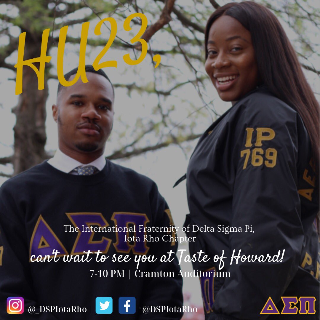 dspiotarho's tweet photo. #HU23 , welcome once again to the Mecca! Come out to Cramton Auditorium, TODAY at 7PM to get a taste of what Howard has to offer. We look forward to showing you how Iota Rho is #KeepingBusinessintheBlack ! See you at 7! 
#DSPIotaRho #DSPIP #HU23 #HU22 #HU21 #TasteofHoward #UGSA46 https://t.co/KAljgjHJbi