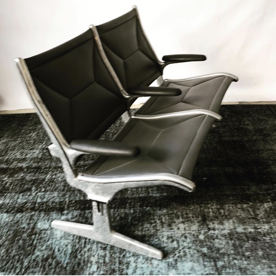 PeriodModern's tweet photo. AVAILABLE! Eames tandem sling seating. Originally appeared at Chicago O’Hare and Washington, DC Dulles Airports, 1963. Here’s a nice little 2-seater. #hermanmiller #eames #tandemseating #tandemslingseating #airport #design #periodmodern #sanantonio https://t.co/ovhLn1srHD