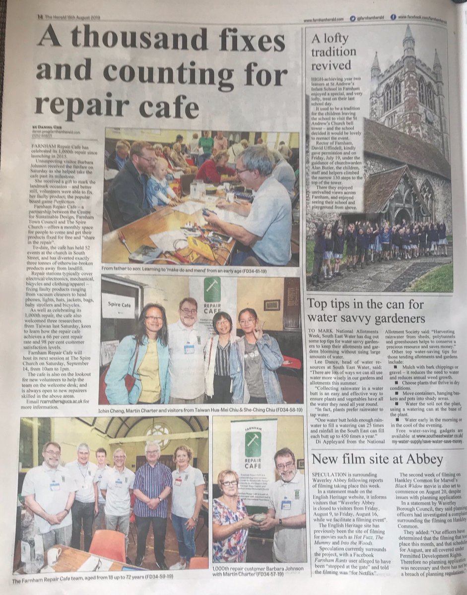 FarnhamRepairC's tweet photo. Check us out in @farnhamherald Celebrating our 1000th fix 👏 https://t.co/1MsOalXp4O