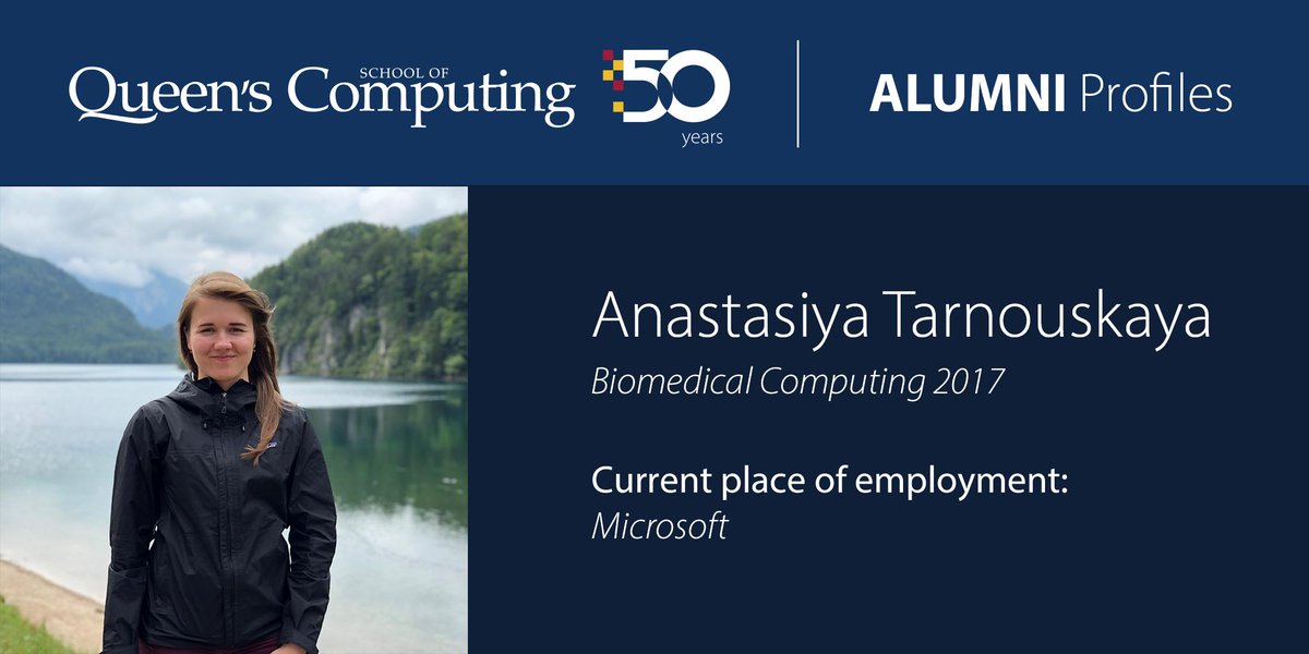 QueensComputing's tweet photo. We want to hear from you - our alumni! Check out what @anastasiya_msft has been up to since graduating in 2017 and share your own story! https://t.co/tkIku7xjIk #QSC50 #QSCAlumni https://t.co/xT66GKCDFn