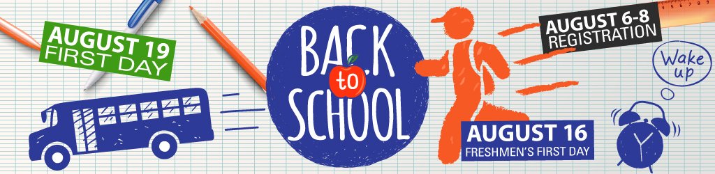 PasadenaISD_TX's tweet photo. RT: Freshman First Day is tomorrow, August 16! The first day for freshmen will be a half-day. See the times below.
CTHS – 7:15–11:35
SRHS – 7:15–11:30
DHS9 – 7:15–11:35
PMHS – 7:15–11:30
SHHS – 7:00-11:30
PHS – 7:15–11:35
#PasadenaISDProud #PISDRocks #PISDProud #PISDFirstDay https://t.co/8ChpfvETUk