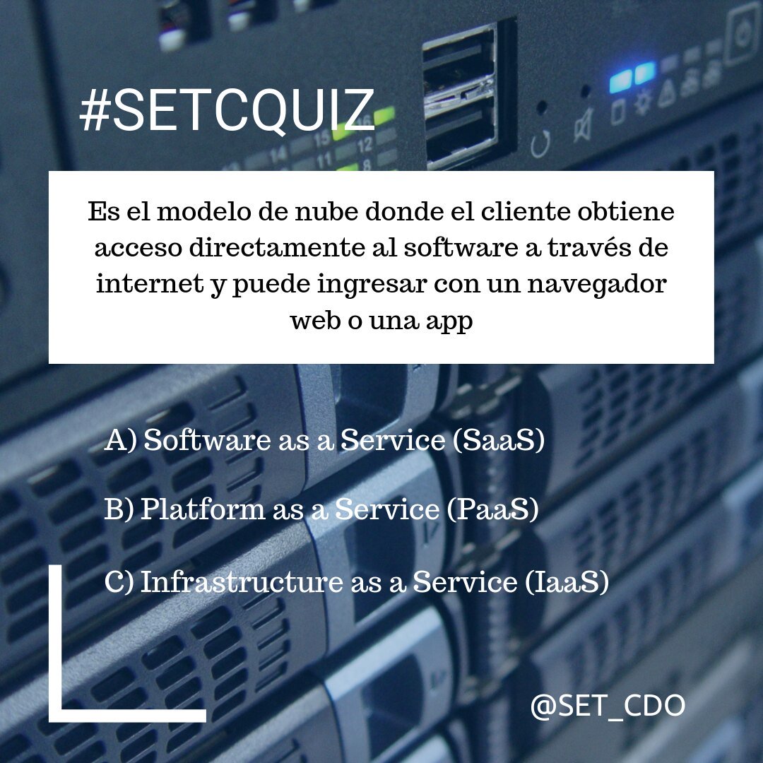 SETCDO's tweet photo. #setcquiz 
Los cloud services se pueden clasificar de muchas maneras, y una de ellas depende del modelo en que el tú recibes estos servicios.

Conoces la respuesta?

#quiz #networkengineering #networkdesign #cloud #cloudcomputing #paas #saas #iaas #cloudservices https://t.co/jmgWtUnKNz
