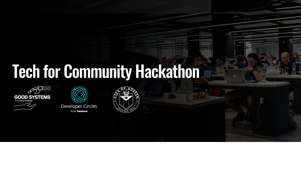 Who's a hacker? Could be you. Join #GoodSystems, <a href="/facebook/">Facebook</a> &amp; <a href="/austintexasgov/">City of Austin</a> this Friday and Saturday at <a href="/CapitalFactory/">Capital Factory ⚙️</a> for our Tech for Community Hackathon. We'll have Facebook portals as prizes and free food! All backgrounds welcome. Register: bit.ly/2KNlNbD