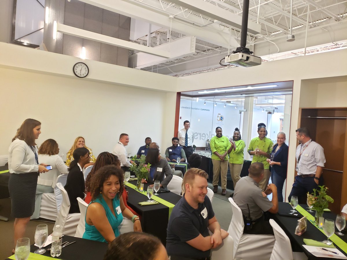 LMMCleveland's tweet photo. Thank you to @DRCOhio Director Annette Chambers-Smith &amp; her team, as well as State Representatives @RepBrideRose @tupchurch216 @stephaniehowse &amp; @Boyd4OH_D9 for touring LMM &amp; staying for lunch. Our Chopping for Change participants loved cooking for you. #LMM50 #ERWnow https://t.co/79xnlrm6Xw