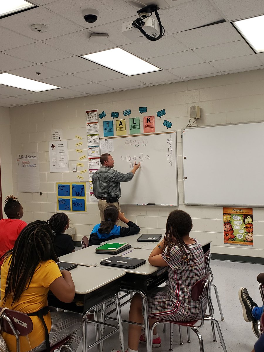 devoted_heart87's tweet photo. Our very own AP (who has joined in on the competition) popped in today to assist with the Four Fours challenge and help Ss see a mistake that was made and to amp up the competition by letting them know he came to win! #thehillwill #beintentional #gscsmath https://t.co/3hhARoTqqH
