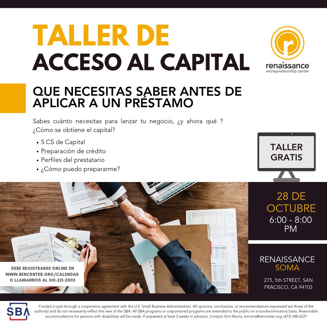 Sabes cuánto necesitas para lanzar tu negocio, ¿y ahora qué ? ¿Cómo se obtiene el capital? Si quieres saber mas sobre este tema, apuntate a nuestro taller gratuito el proximo 28 de Octubre de 6 - 8 pm. Registrate: conta.cc/33gQ231 #emprendimiento #rencenter #bayarea