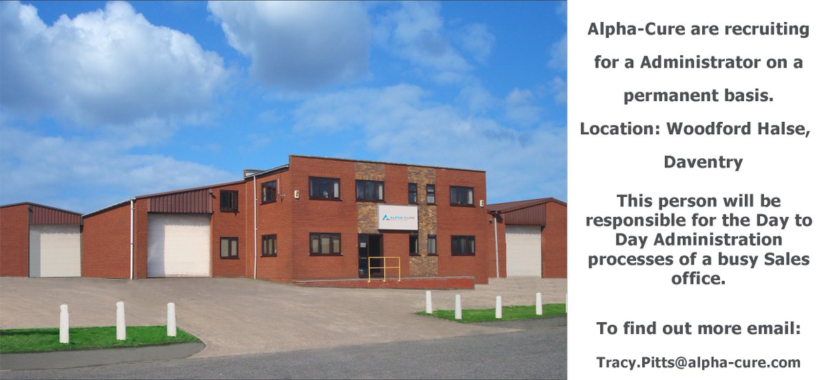 AlphaCureLtd's tweet image. We are looking for a Packing and Dispatch Administrator, This person will be responsible for many of the financial and order processes. Please contact tracy.pitts@alpha-cure.com if you would like to know more.  #Recruitment #AdminRoles #Jobs