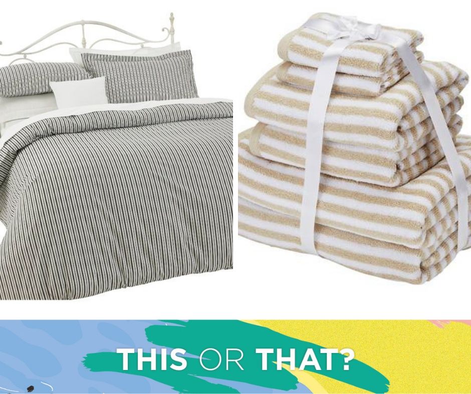 StyleStudioUK's tweet photo. Our week five competition prizes are inspired by our new Mirage blind collection. Tell us whether you prefer THIS striped duvet 🛌🏻 or THAT striped towel bale 🛀 and use the hashtag #StyleStudioComp to win! https://t.co/2u41xer9v3