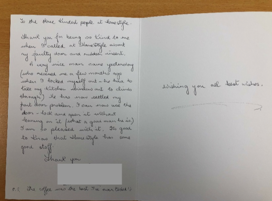 HomestyleWitney's tweet photo. What a delightful treat we had today when one of our lovely customers popped into our showroom to say thank you for helping with some problems she was having with her front door. https://t.co/LiDMMInVHD