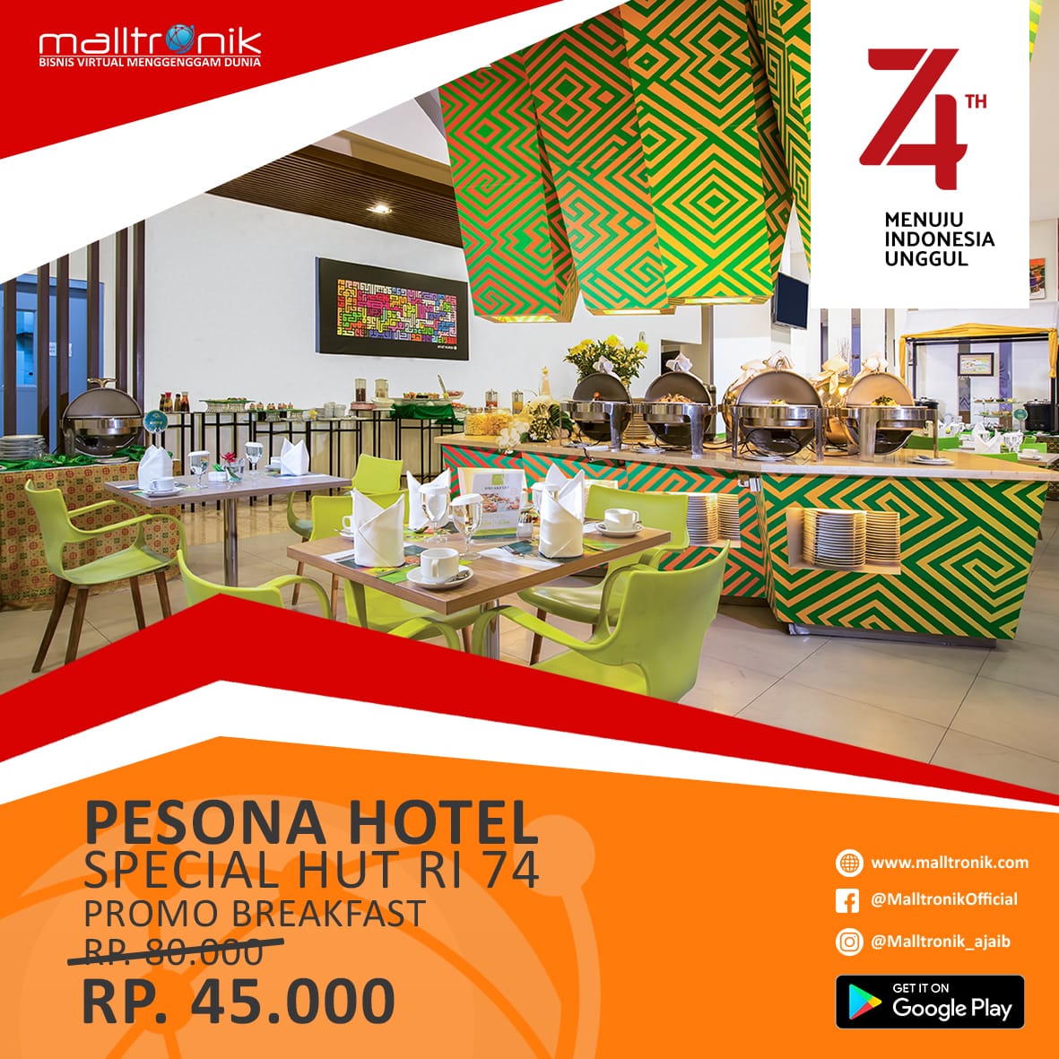 MalltronikI's tweet photo. MALLTRONIK MENUJU INDONESIA UNGGUL 
PROMO BREAKFAST PESONNA HOTEL MAKASSAR 
SPECIAL HUT RI - 74

DOWNLOAD &amp; INSTAL APPLIKASI DI Playstore klik link ini
https://t.co/BsnB2uDl8A

INFO CUSTOMER SERVICE MALLTRONIK
Silahkan klik link ini https://t.co/oFP2mWBzQE

#pesonnahotelmakassar https://t.co/WIuL2FD5GR