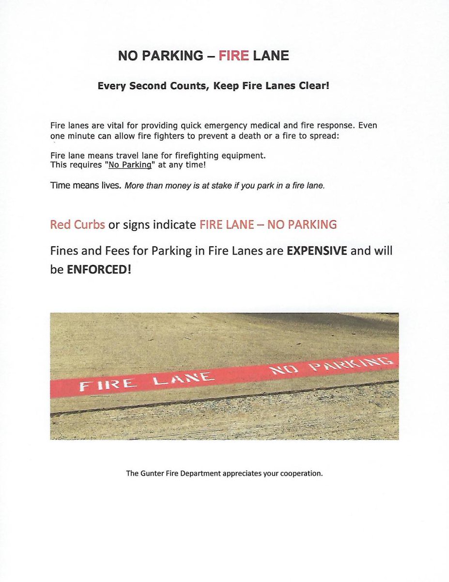 No Parking – FIRE LANE guntertx.gov/2019/08/15/no-…
