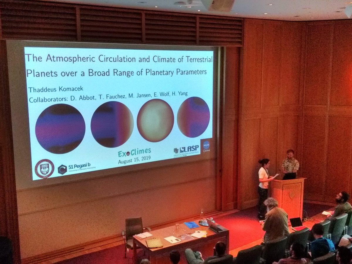 ExoclimesV's tweet photo. Next up we will be hearing from Tad Komacek more about the atmospheric circulation and climate of terrestrial exoplanets. #ExoclimesV https://t.co/1RXFvOaQDW