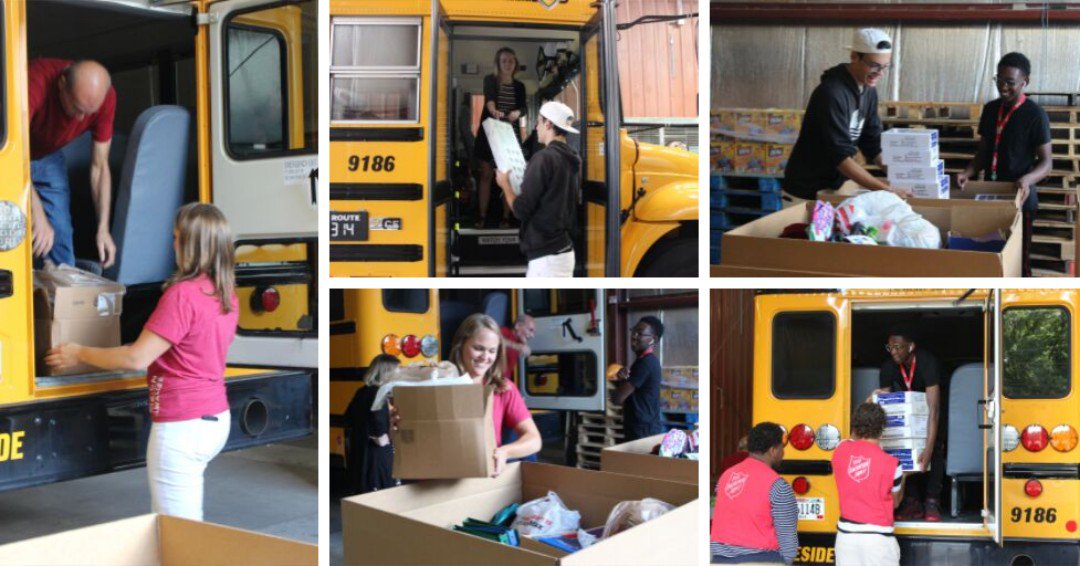 SAmilwaukee's tweet photo. Today we Unstuffed the Bus from the #ClassActMKE School Supply Drive.
We are so thankful for all of the volunteers who assisted, @PicknSaveStores for hosting the drive at their location and @WISN12News for creating this phone bank and drive to support our Back to School program. https://t.co/Js2Dj6zLrq