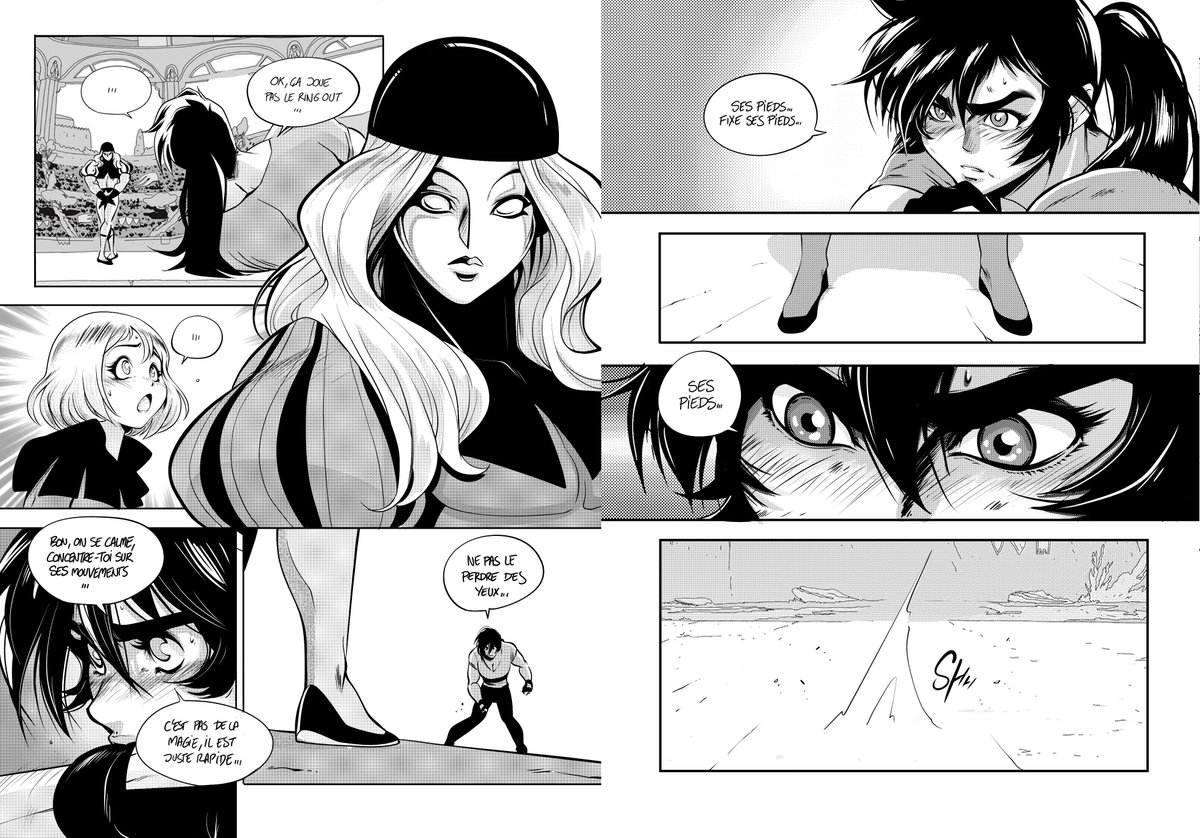 For fun I've redrawn some pages of the fight between Aldana and Cristo from Lastman volume 2, with a genderbent Richard and Adrian : Rica and Adriana !