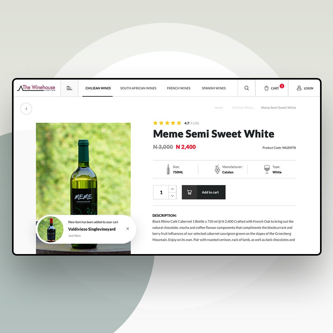 nigomedia's tweet photo. The new look at The Winehouse Limited. 
Located at the heart of Ikoyi, Lagos. They are retailers of excellent quality and inexpensive wines from Chile, South Africa, France, and Spain.

Here is a sneak peek at the product page we are working on.  More screens coming soon. https://t.co/8pq3Tkez7H