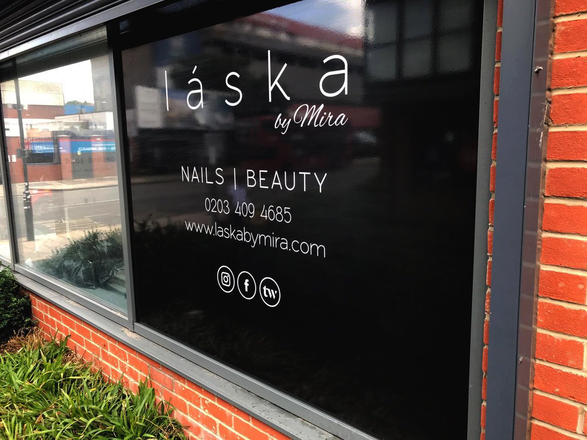 Window Graphic for the new Laska salon 💅🏽 #graphicinstallation #printedwindowgraphics #londonprinters #londonsigncompany #signagedesign #madeinbritain #vcprint #londongraphicdesigners #windowvinyl #vinylgraphics