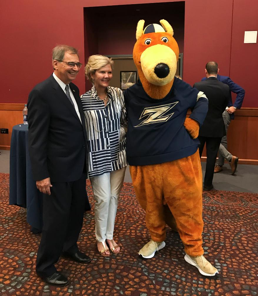 uakron's tweet photo. Today's campus meet & greet with President-elect Miller and Georgia Miller was a success... and these Akron celebs got to meet for the first time! #TeamZippy @UAkronPresident https://t.co/q5WCAsDqzf