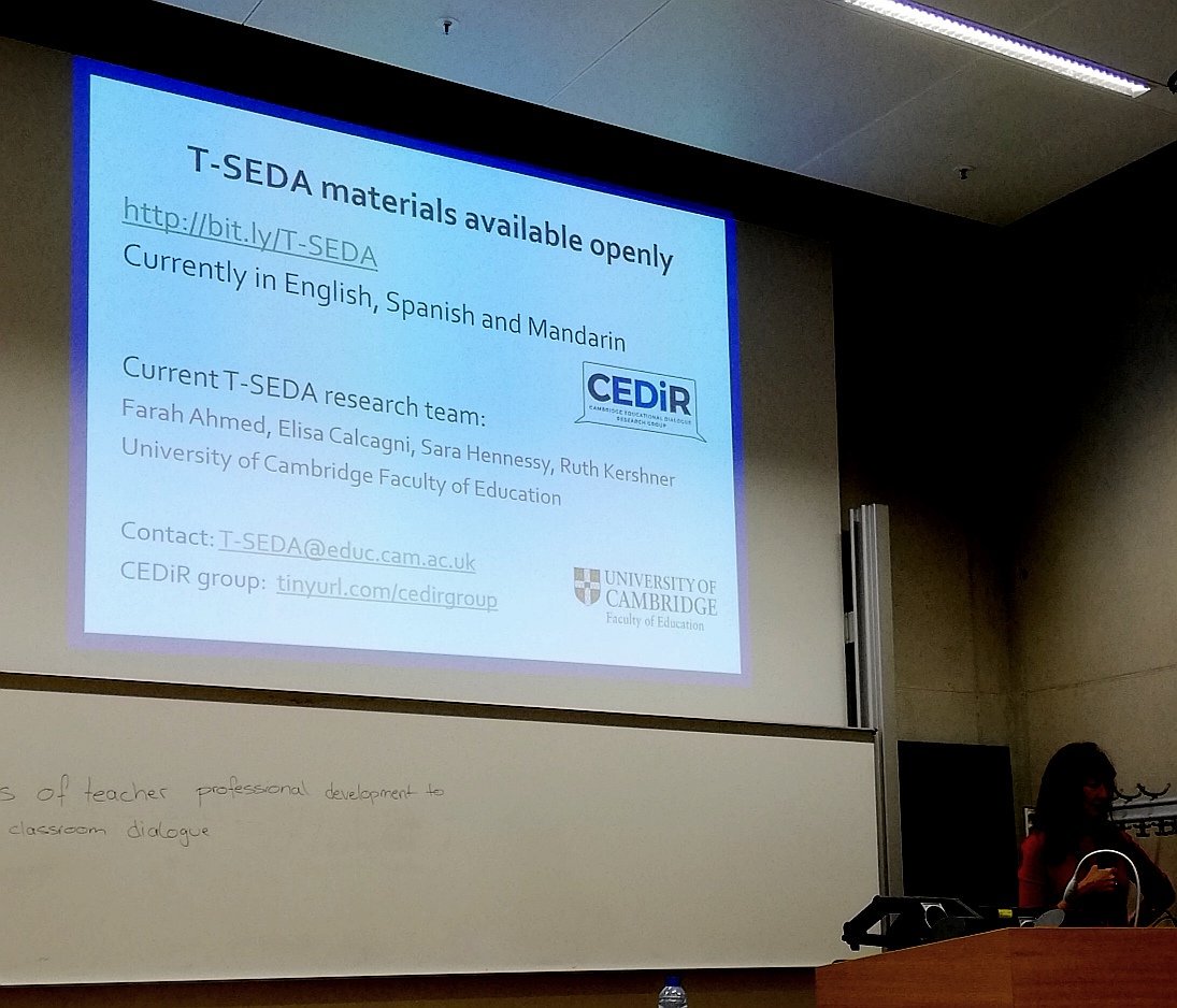 rupertwegerif's tweet photo. #CEDIR #EARLI2019 @SaraHennessy7 Sara Hennessy sharing the successful T-SEDA approach to teacher professional development https://t.co/4zGUNLlD7G