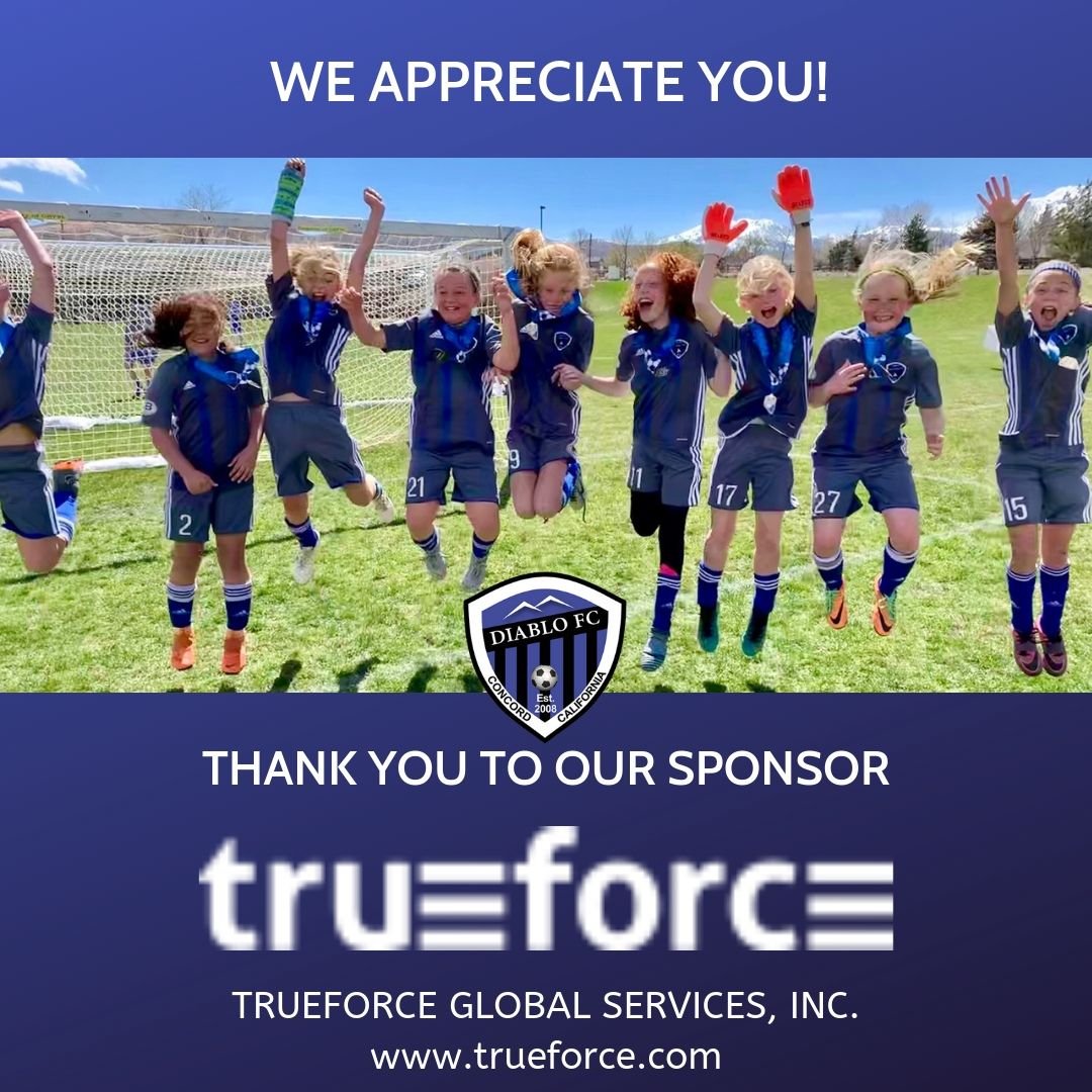 DFCsoccer's tweet photo. We would like to thank @trueforceglobal for their generous sponsorship of the Diablo FC 2019 Fall Rec League. Trueforce is a leader in custom software solutions and https://t.co/UqaH4Ytwxm consulting. #GoDiabloFC https://t.co/r6A80JBPDN