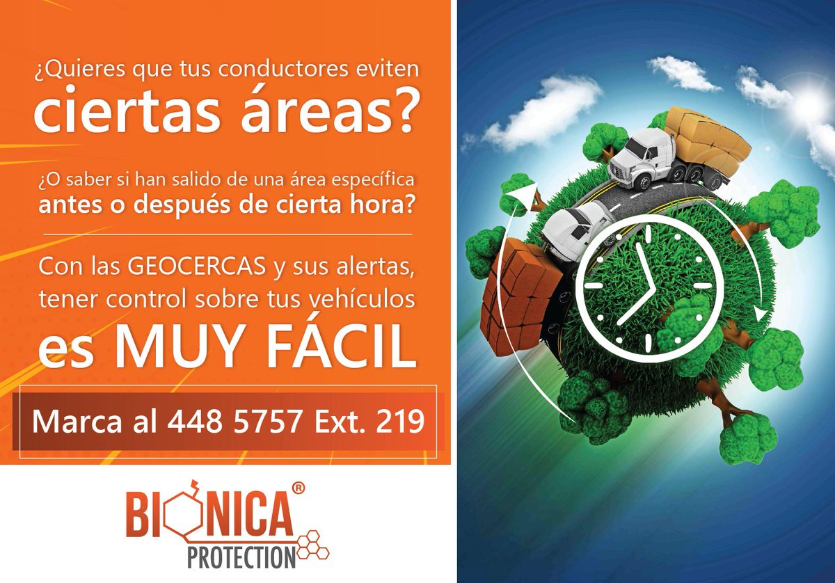 GrupoWFE's tweet photo. ¡Con BIÓNICA PROTECTION puedes tener el control de tus vehículos!
Tel: 448 5757 Ext. 219
Cel.: 301 688 4799
Torre Grupo WFE Calle 33 # 74 E 90
#BionicaProtection #MonitoreoSatelital #GrupoWFE https://t.co/EEyBJHUGsO