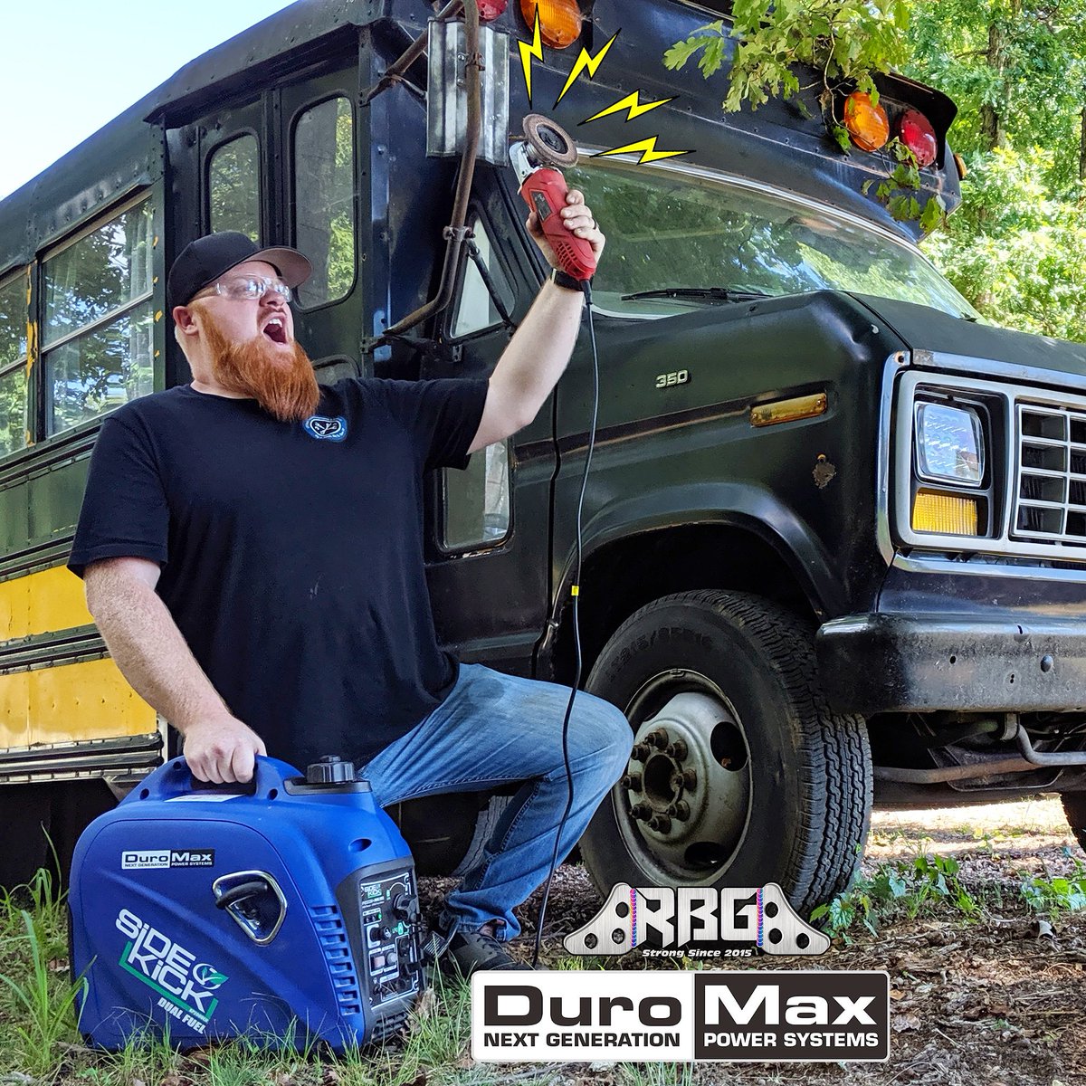 redbeardsgarage's tweet photo. With @duromaxpower , I have the power!
Doing some grinding on the bus today.
•••••
#ad #RedBeardsGarage #RBGKarts #DuroMaxPower #PortableGenerator #ShortBusConversion #Grinding #Skoolie #SkoolieConversion #Generator #DuroMax #YouTube https://t.co/yLVpEM4ueW