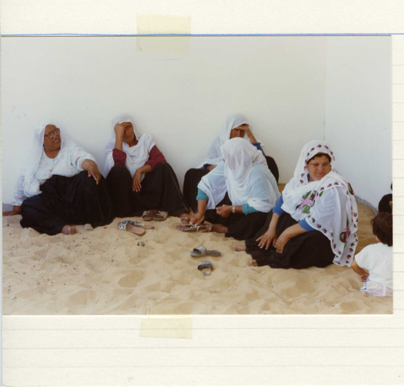 Patients wait for their pupils to dilate at a screening in the Jabalia Refugee Camp in Gaza, 1984 #tbt #throwbackthursday #history #orderofstjohn