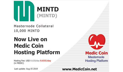 mintdcoin's tweet photo. Dear MINTD Community! 

MINTD is now listed on MedicCoin Masternode Hosting Platform

https://t.co/EwErKWnUtk

#cryptocurrency #Crypto #cryptocurrencies #ProofofStake #CryptoNews #CryptoTwitter #mintd #mintdcoin #masternode #masternodes @MedicCoin https://t.co/QW1yMB4WLR