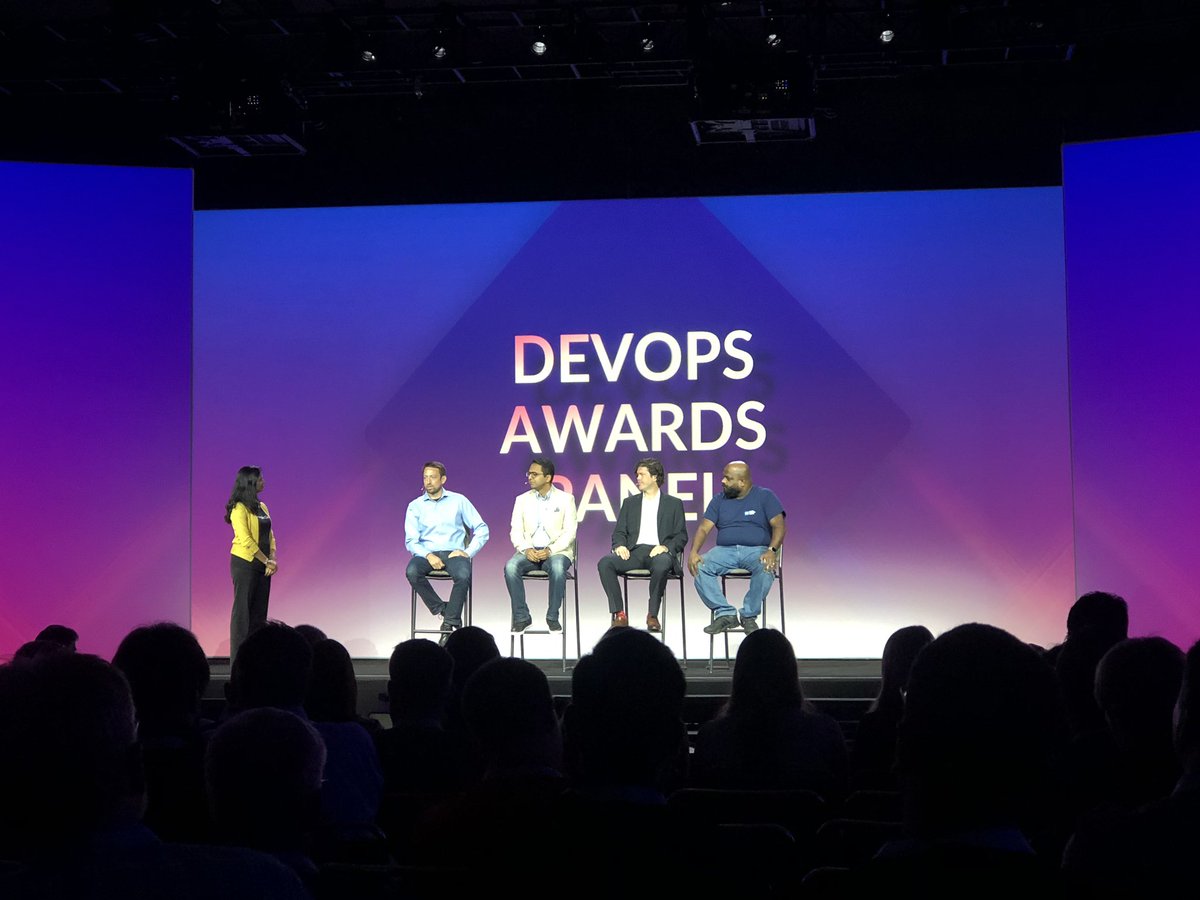 Delphix's tweet photo. Enlightening panel discussion by @apbhatnagar, @robertsonai, Ravish Pathan with @Accenture, Daniel Ritchie with @Broadridge, and Amit Bhandarkar with @AmericanExpress on #DevOps adoption, wins and challenges as well #diversity in tech https://t.co/shVDlYwcbG