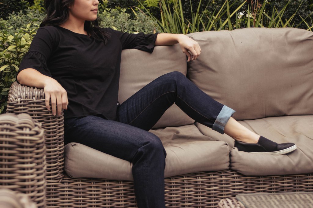 Simple yet sophisticated. Our bell sleeve top matched with our straight leg denim. #HartNDagger