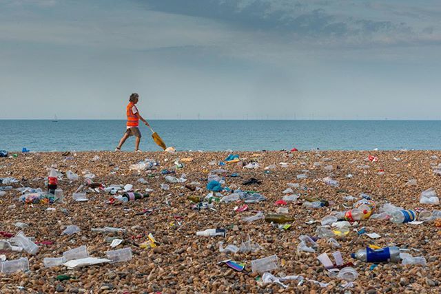 Brighton Beach, the day after Pride and Lou McCurdy makes a valiant effort to clean up the mess. Fortunately Lou is part of environmental collective <a href="/oceans8brighton/">@Oceans8Brighton</a> who organised hundreds of volunteers to help. Thanks to BUPA and Brighton Pride for sponsoring the clean up. …