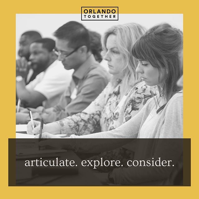 OrlTogether's tweet photo. our process: articulate the experiences that shape our perceptions, explore how those perceptions have real implications on where we live, and consider what it looks like to chart a new way forward together. join us in the conversation. #orlandotogether … https://t.co/q148NDcSKm https://t.co/D5NNY5ylGG