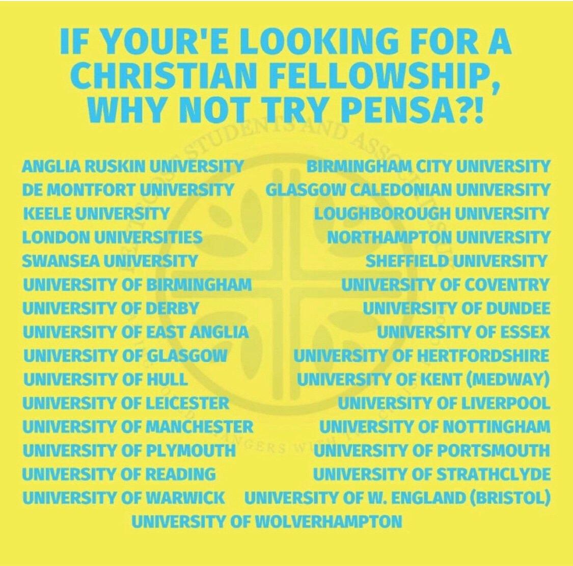 Have you been admitted to any of these Universities ? 
Looking a youthful, spirit-filled Christian fellowship ? 

The Holy Spirit is moving in <a href="/UkPensa/">PENSA UK</a> !
"Remember your Creator in the days of your youth" -Ecclesiastes 12:1

#UKPENSA
#PENSAInternational
#PossessingTheNations