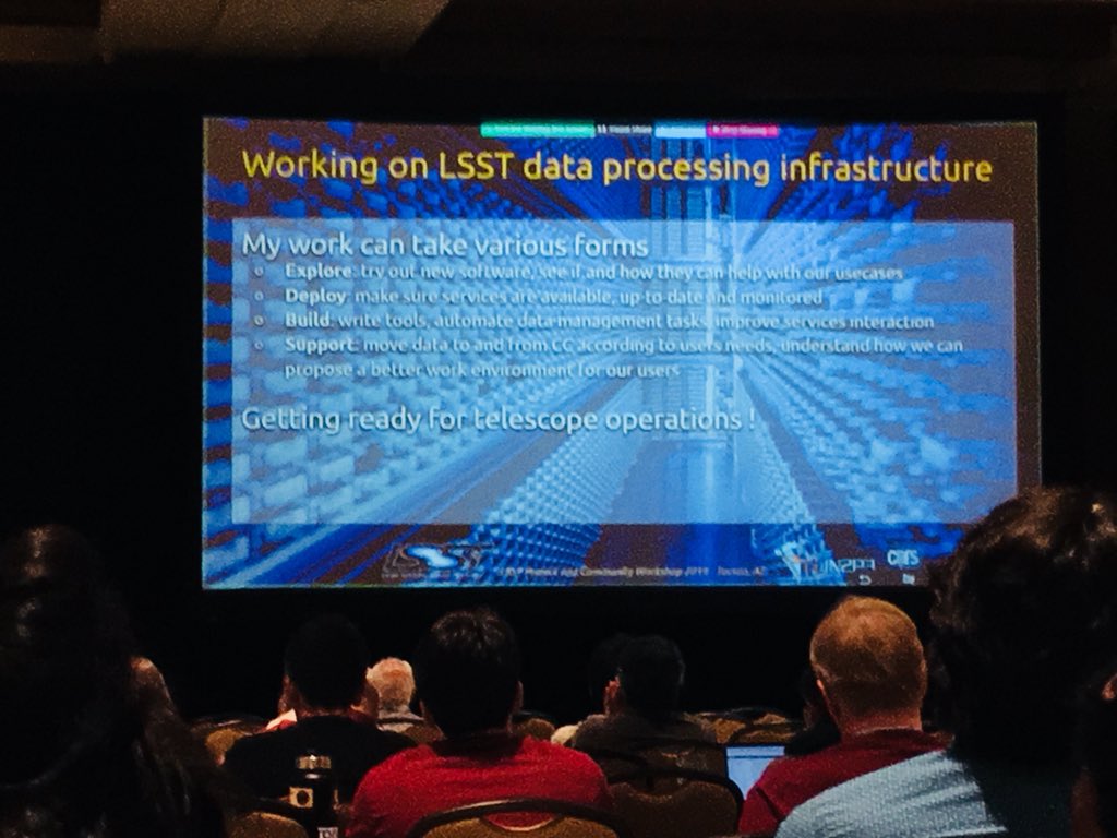 LSST_France's tweet photo. France is in the place 🇫🇷... 
Big up to Bastien 🙌 from @ccin2p3 who presents his role in the @LSST data processing during the lightning stories session #LSST2019... Getting ready for telescope operations! https://t.co/gPLtLNN4TF