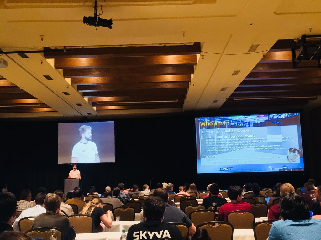 LSST_France's tweet photo. France is in the place 🇫🇷... 
Big up to Bastien 🙌 from @ccin2p3 who presents his role in the @LSST data processing during the lightning stories session #LSST2019... Getting ready for telescope operations! https://t.co/gPLtLNN4TF