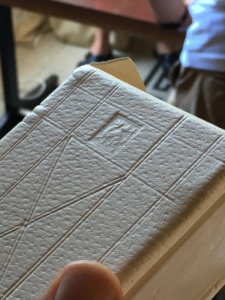 JimBloxam's tweet photo. The #monteproject 2019. ‘A study of small format bindings from fifteenth-century Germany and the Low Countries’. Day 4- blind tooling on the alum-tawed pig-skin cover #SHAUN_TH0MPS0N #culconservation #conservation #bookstructures https://t.co/YONeuJ0DAn