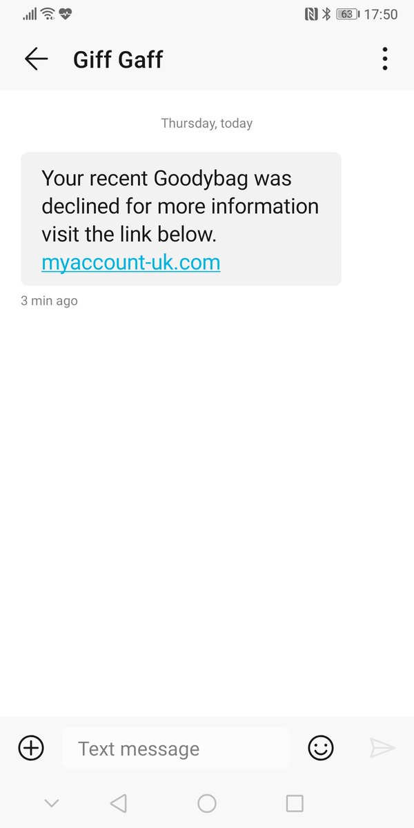 GarryMoss's tweet photo. @giffgaff Just got this text, clearly not from you guys. Might need to spread the word. https://t.co/OZIfb1YHji
