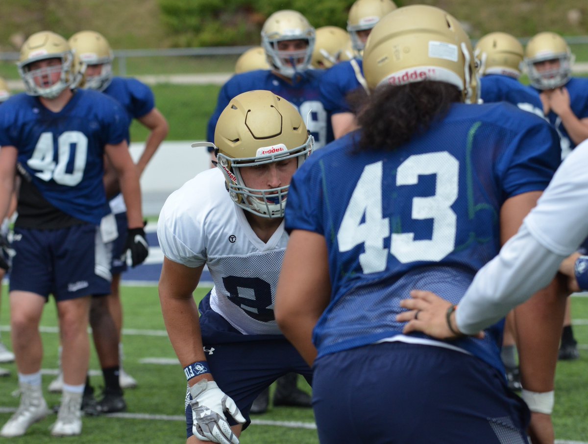 GoHardrockers's tweet photo. The Hardrocker football team had a dodge a few raindrops on the fourth day of Fall Camp Thursday morning at O'Harra Stadium. Practices are getting more intense (you can tell by the look in their eyes) ! #SDSMT #RMACFB #thehardrocklife https://t.co/QLjR8qIep8