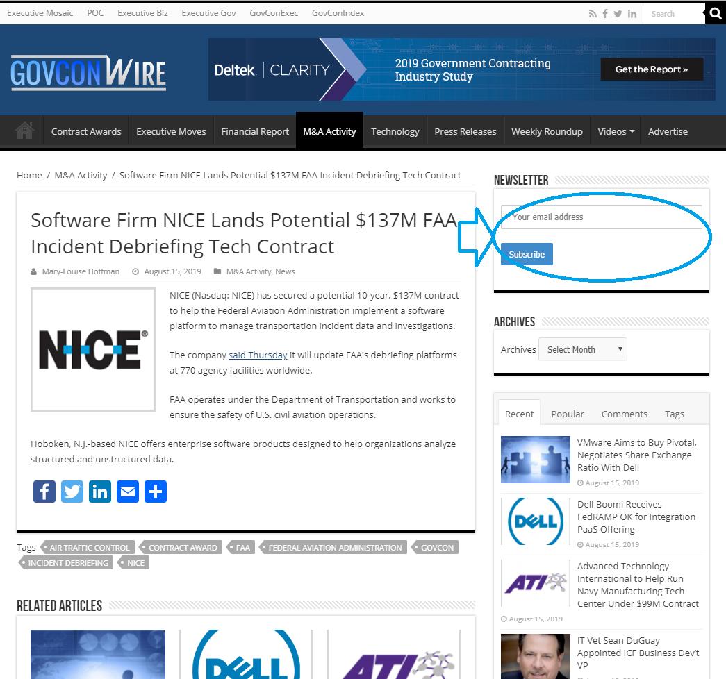 jimgarrettson's tweet photo. Software Firm @NICELtd Lands Potential $137M @FAANews Incident Debriefing Tech Contract via https://t.co/6qf8nUfvAJ
Don't forget to subscribe to @GovConWire's free daily email newsletter here!
#govcon #govconwire #nice #niceltd #faa #federalaviationadministration #contractaward https://t.co/diKh5xgRXk