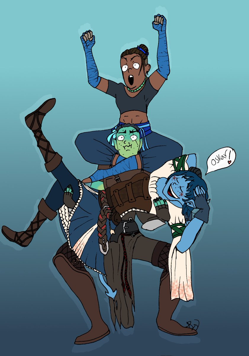 WaywardInspira1's tweet photo. An older piece that I forgot I hadn’t posted, a classic draw the squad pose #criticalrolefanart #CriticalRole https://t.co/rG8RJb66vW