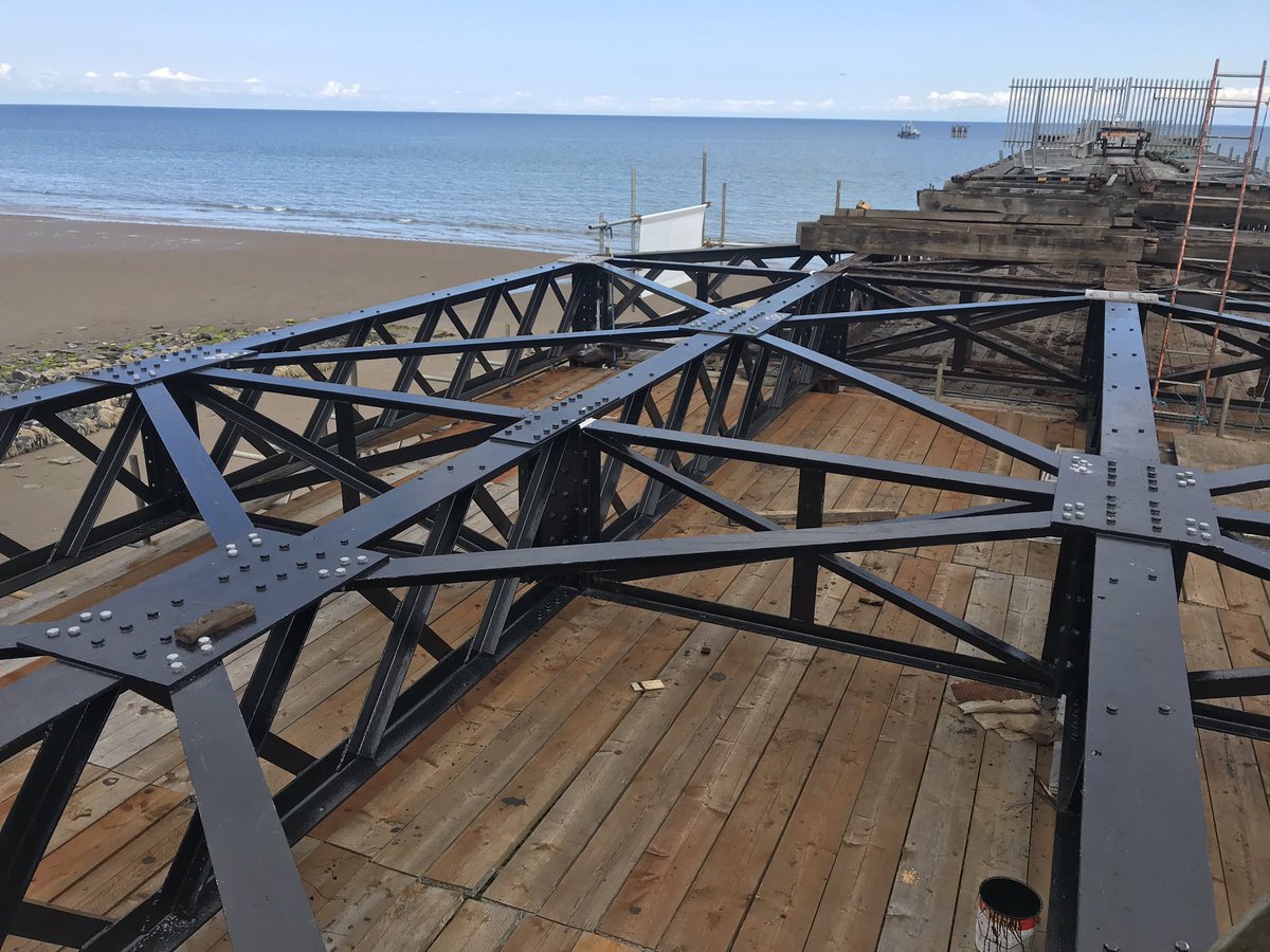 NeilTheEngineer's tweet image. Out with the old and in with the new! Queens Pier, Ramsey, #iom. New bay 1 steelwork installed on this historic pier. Originally opened in 1886 &amp;amp; designed by Sir John Coode. #engineering