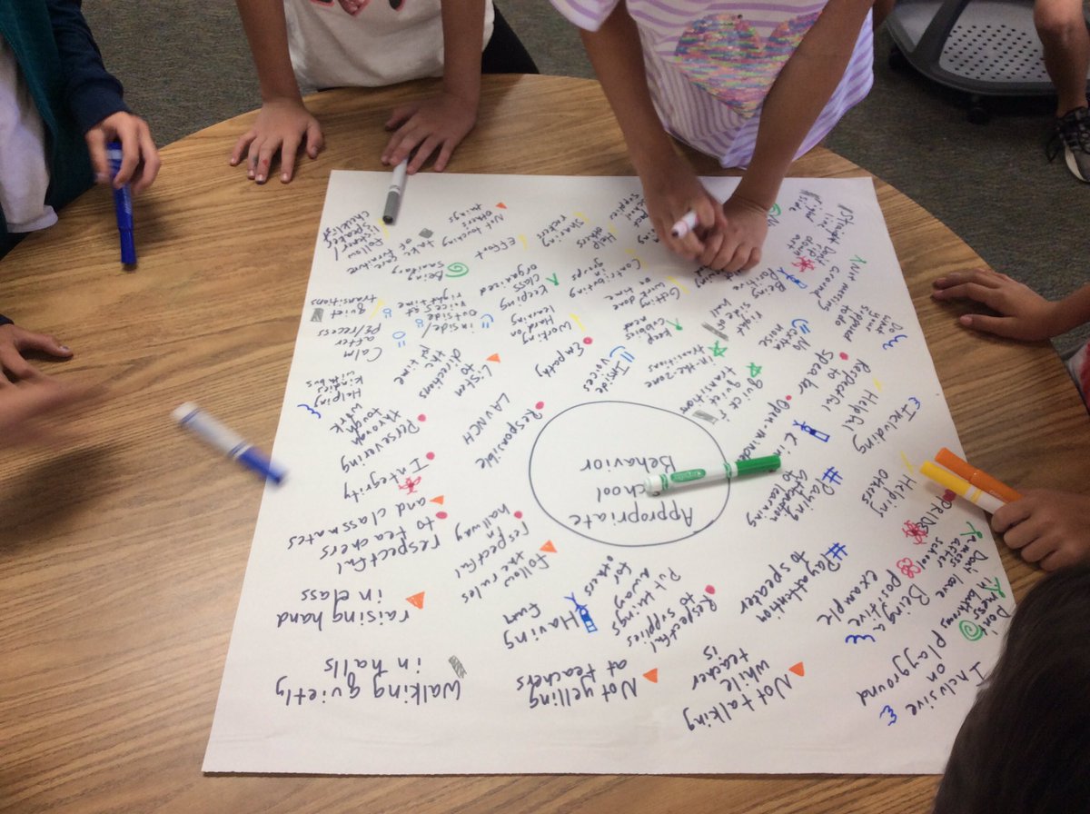 MrMooreWME's tweet photo. Working hard this morning to build a classroom motto that represents our year. Tough but important work!  @WildcatPrideK5 https://t.co/pXMbeLts9q