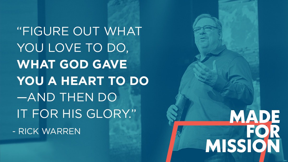 saddlebackPEACE's tweet photo. Join us at the Made for Mission conference Oct. 1-3 to discover and unleash your life mission and make an impact! Get your exclusive member access with code 19MEMBER https://t.co/rUWLvA4QqZ