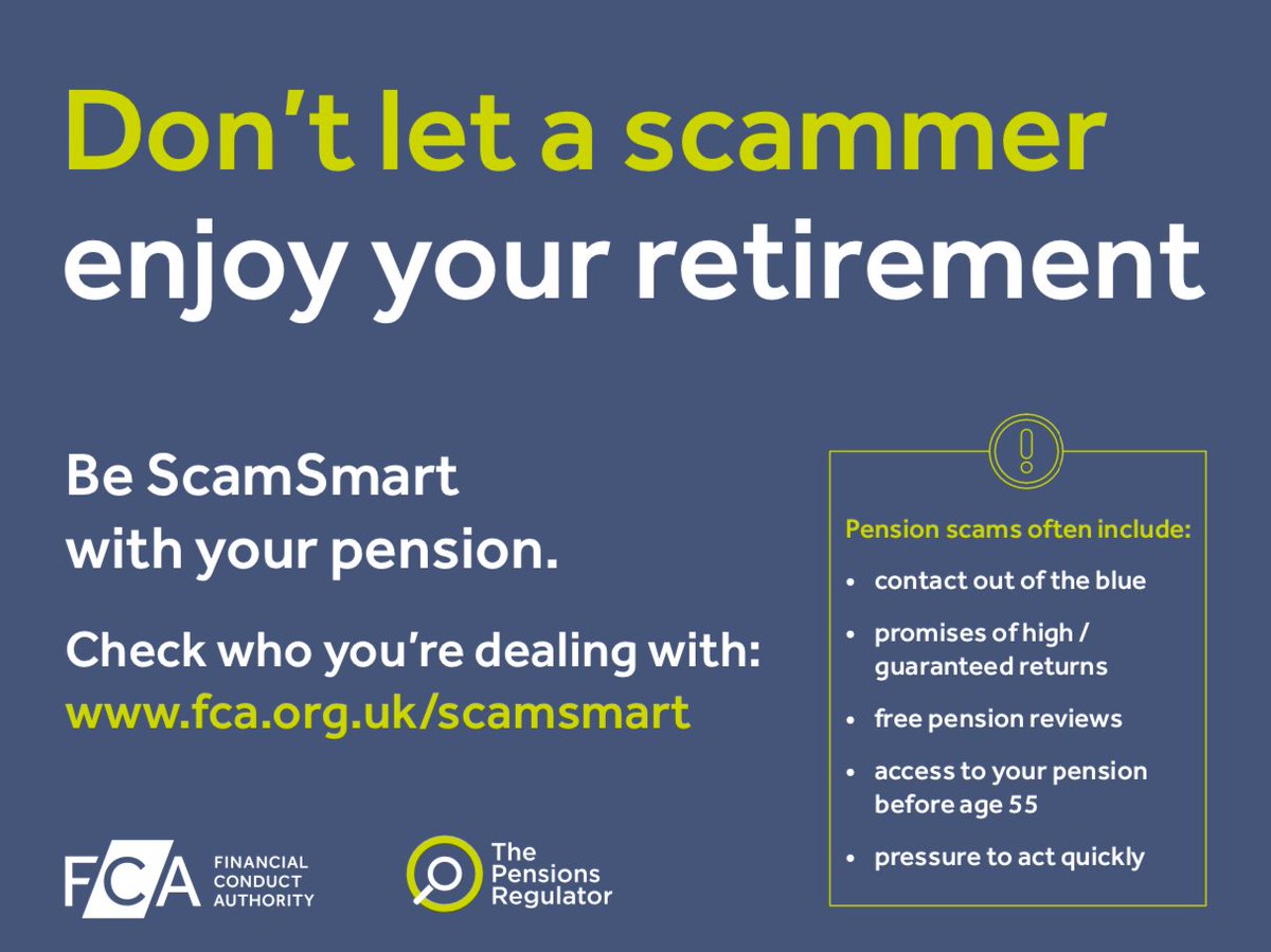 JHGreenwoodCo's tweet image. Would your staff know how to spot a pension scam? Help to spread the word and protect your employees by making them aware of the danger signs. Download the guidance using this link bit.ly/2KR2rT5 
#PensionScam #ScamSmart #PensionsRegulator #FCA
