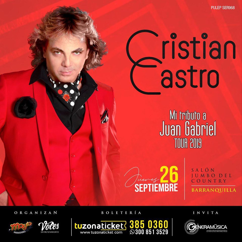 GeneraMusica's tweet image. Cristian Castro quiere cantar contigo este 26 de septiembre en Barranquilla, Colombia. ¿Estás listo? 😁

Compra tus boletos hoy mismo 👉bit.ly/31ms7gP