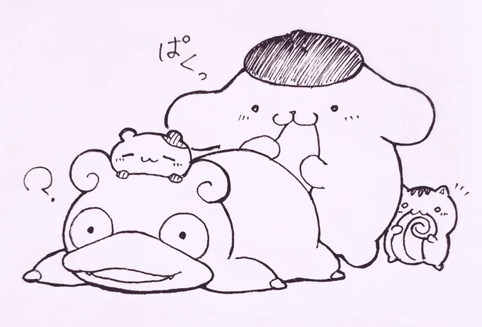 #今日のポムポムプリン2

しっぽは珍味なんだって～👅✨
ぼくも味見をしてみようかな🎶 