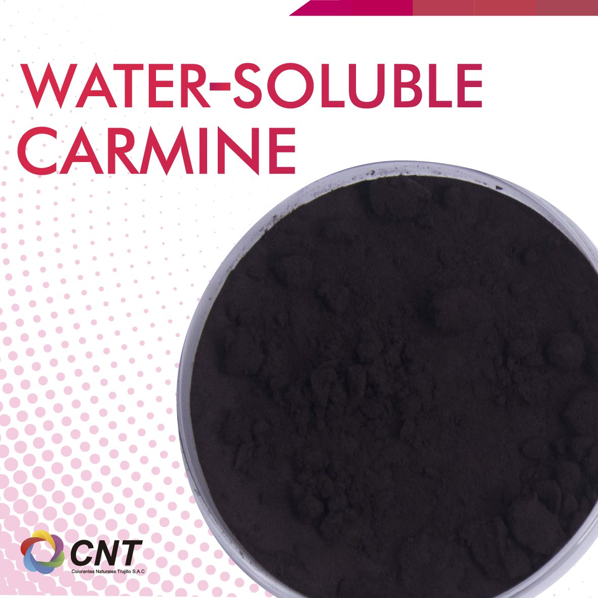 ColorantesCNT's tweet image. Mainly used in the cosmetic food and pharmaceutical industry. Our product does not possess staining power powder.

#CNT #NaturalColorant #NaturalCarmine #Carmine #NaturalDye #WatersolubleCarmine