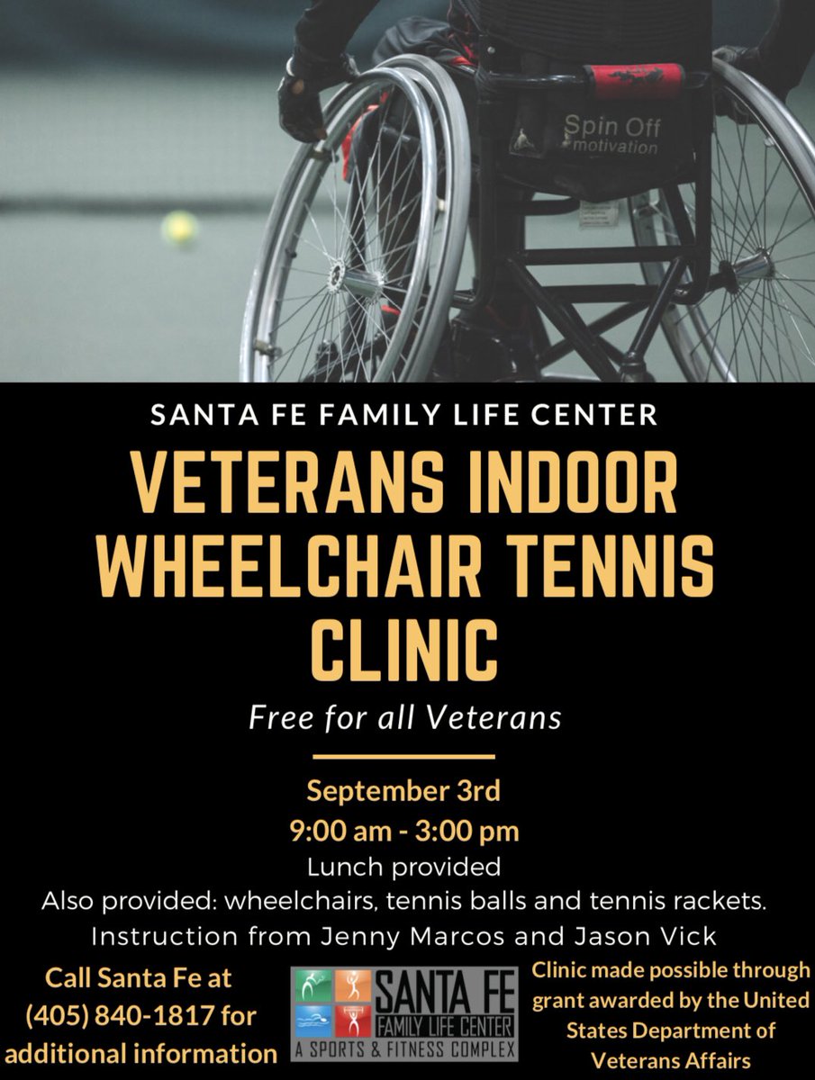 ok10sfoundation's tweet photo. Please register for this FREE 🎾🎾 clinic for our Veterans! Please share with anyone who you think would be interested - this is a great opportunity! 🇺🇸 #westartwithlove❤️🎾 #ustaok #wheelchairtennis #supportourveterans #oklahomatennis #diversityandinclusion #oktf #bettertogether https://t.co/JwGsYLzgIt