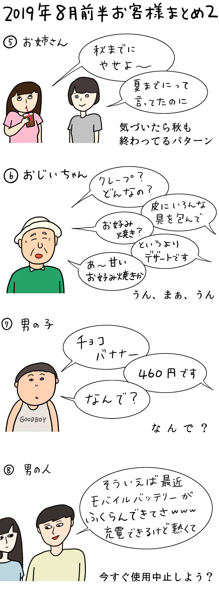 クレープ屋さんのお客さん8月前半はこちら！世はタピオカ戦国時代！