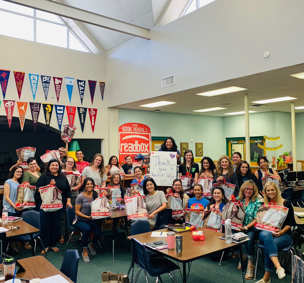NISDBurke's tweet photo. Thank you @UnitedWaySA for supporting @NISDBurke teachers with teacher goodies! We ❤️our community partner! #writestartproject https://t.co/fm8IT6uCnl