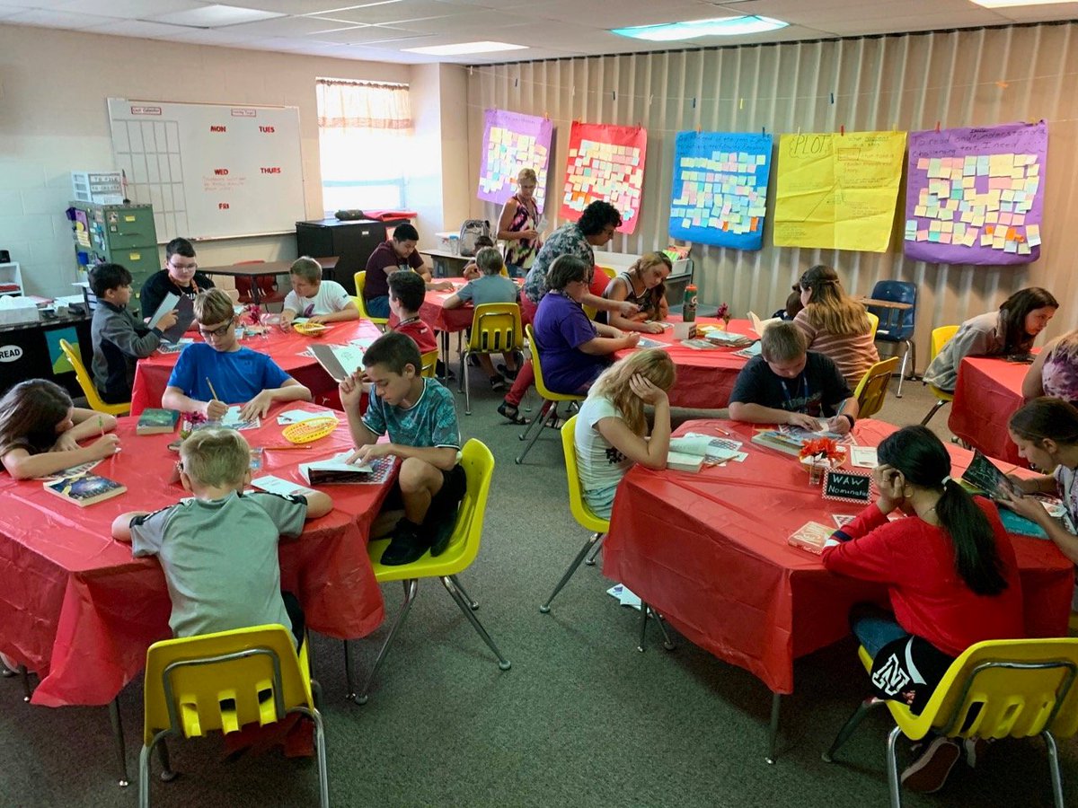 ArkCitySchools's tweet photo. This 6th gr reading class enjoyed a "book tasting"!
At cafe tables featuring diff book genres, students sampled a variety by reading each book's summary. Ss then created a "menu" of their fav titles to choose from this semester.
@ArkCityMiddle
#ArkCityPROUD
#ACback2school https://t.co/OGAzKgaGFX